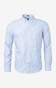 Boomerang - NILS ORG. COTTON STRIPE OXFORD T.A. FIT B.D. SHIRT - Ice blue