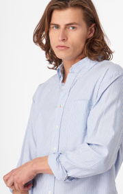 Boomerang - NILS ORG. COTTON STRIPE OXFORD T.A. FIT B.D. SHIRT - Ice blue