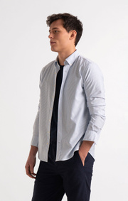 Boomerang - NILS ORG. COTTON STRIPE OXFORD T.A. FIT B.D. SHIRT - Ice blue