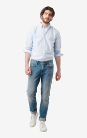 Boomerang - NILS ORG. COTTON STRIPE OXFORD T.A. FIT B.D. SHIRT - Ice blue