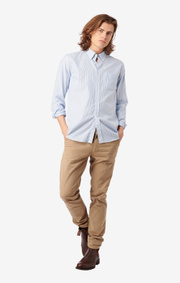 Boomerang - NILS ORG. COTTON STRIPE OXFORD T.A. FIT B.D. SHIRT - Ice blue