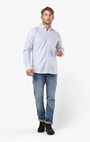 Boomerang - NILS ORG. COTTON STRIPE OXFORD T.A. FIT B.D. SHIRT - Ice blue