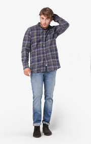 Boomerang - Chuck flanel shirt tailored fit - Midnight blue