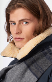 Boomerang - WOOL SCARF FARSTA CHECK - Dk grey mela