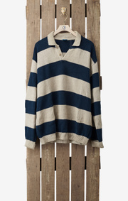 Boomerang - STRIPED POLO SWEATER - Putty