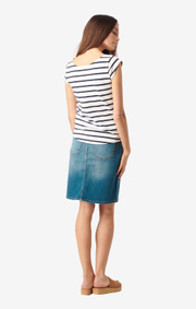 Boomerang - Frejus striped piqué top - Midnight blue