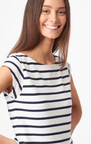 Boomerang - Frejus striped piqué top - Midnight blue