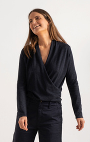 Boomerang - SARALI WRAP SWEATER - Night sky