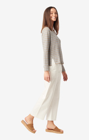 Boomerang - Vilja striped linnen sweater - Dark putty