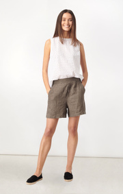 Boomerang - GULLAN LINEN SHORTS - Taupe solid