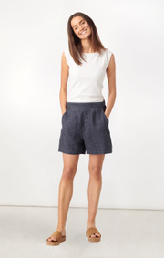 Boomerang - GULLAN LINEN SHORTS - Dark Indigo