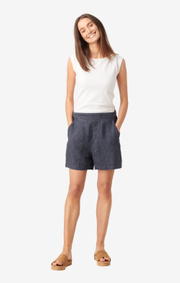 Boomerang - GULLAN LINEN SHORTS - Dark Indigo