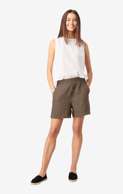 Boomerang - GULLAN LINEN SHORTS - Taupe solid