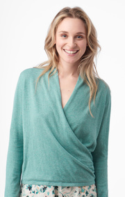 Boomerang - SARALI WRAP SWEATER - Pond green