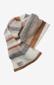 Boomerang - fluff striped scarf - Dk grey mela