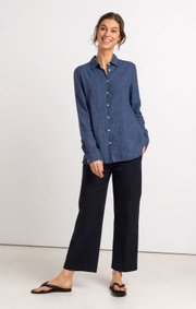 Boomerang - LINA LINEN SHIRT - Dark Indigo