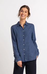Boomerang - LINA LINEN SHIRT - Dark Indigo