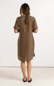 Boomerang - BETTAN LINEN DRESS - Taupe solid