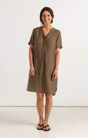 Boomerang - BETTAN LINEN DRESS - Taupe solid