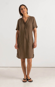Boomerang - BETTAN LINEN DRESS - Taupe solid