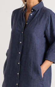 Boomerang - BEA LINEN DRESS - Dark Indigo