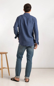 Boomerang - LINUS LINEN SHIRT - Blue nights