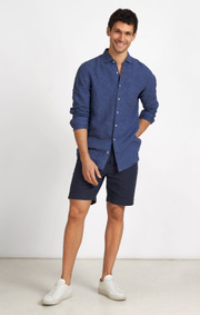 Boomerang - LINUS LINEN SHIRT - Blue nights