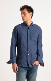 Boomerang - LINUS LINEN SHIRT - Blue nights