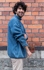 Boomerang - INDIGO RIBBED POLO SWEATER - Indigo