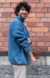 INDIGO RIBBED POLO SWEATER