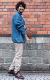 INDIGO RIBBED POLO SWEATER