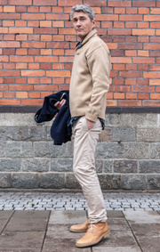Boomerang - WOOL SWEATER WITH SHAWL COLLAR - Beige