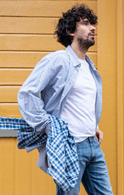 Boomerang - OXFORD SMALL CHECK SHIRT - Midnight blue